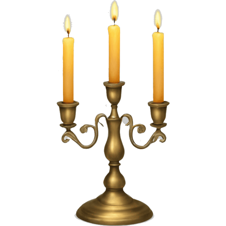 brass vintage candlestick for three candles with big candles  emoji