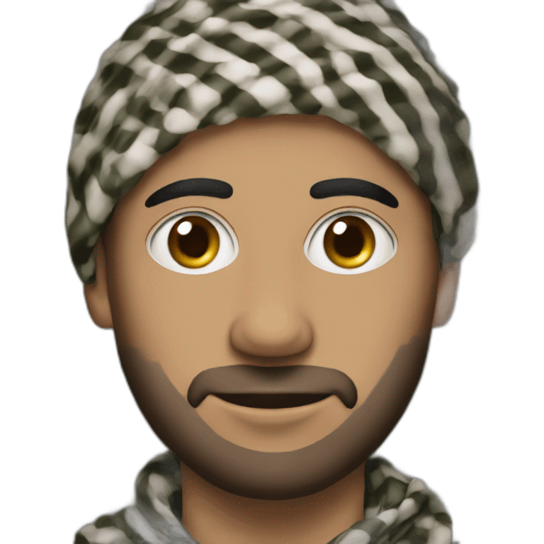 Keffiyeh only eyes showing brown male emoji