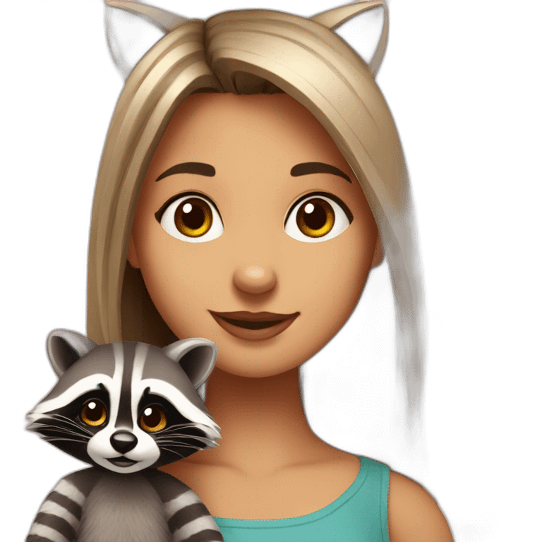 Racoon with girl racoon emoji