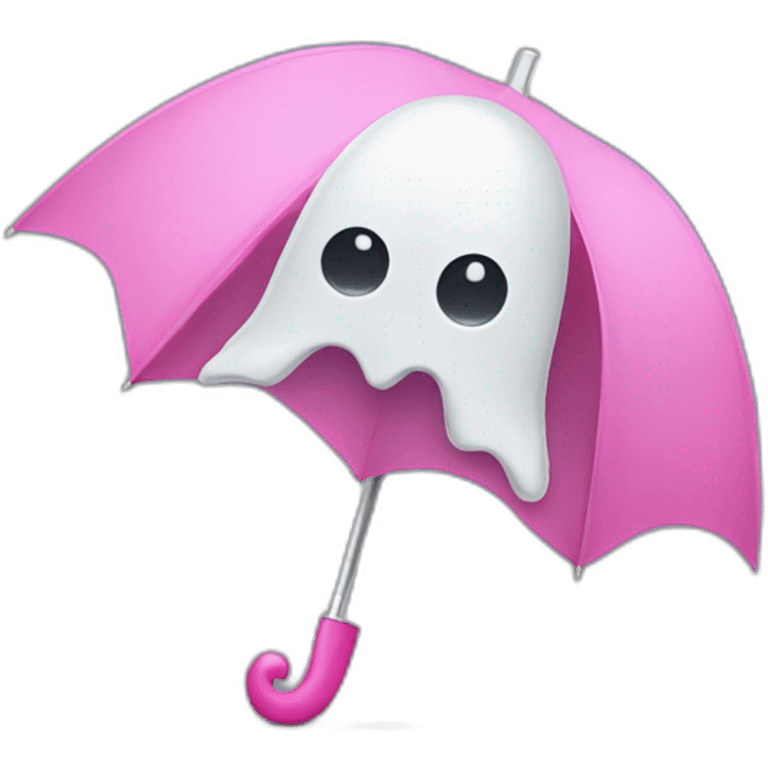 sad halloween ghost with a pink umbrella emoji