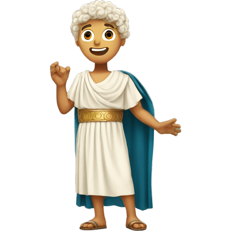 white boy in a Ancient Greek costume singing, on stage  emoji