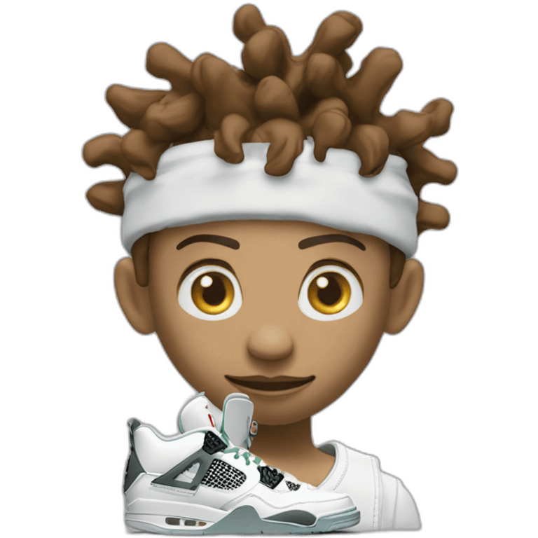 Nle choppa head with jordan 4 sneakers on his face emoji