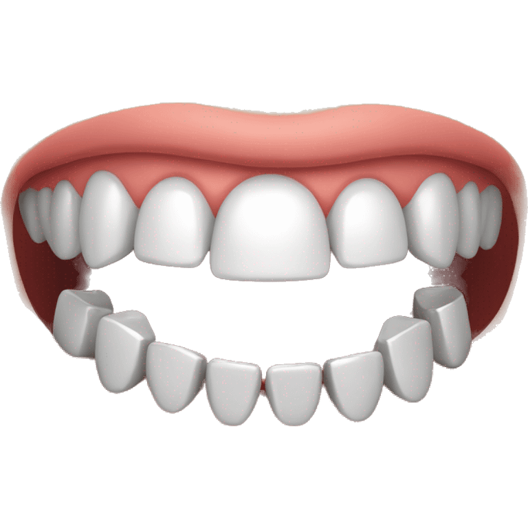 person with metal line braces ontop of white teeth emoji