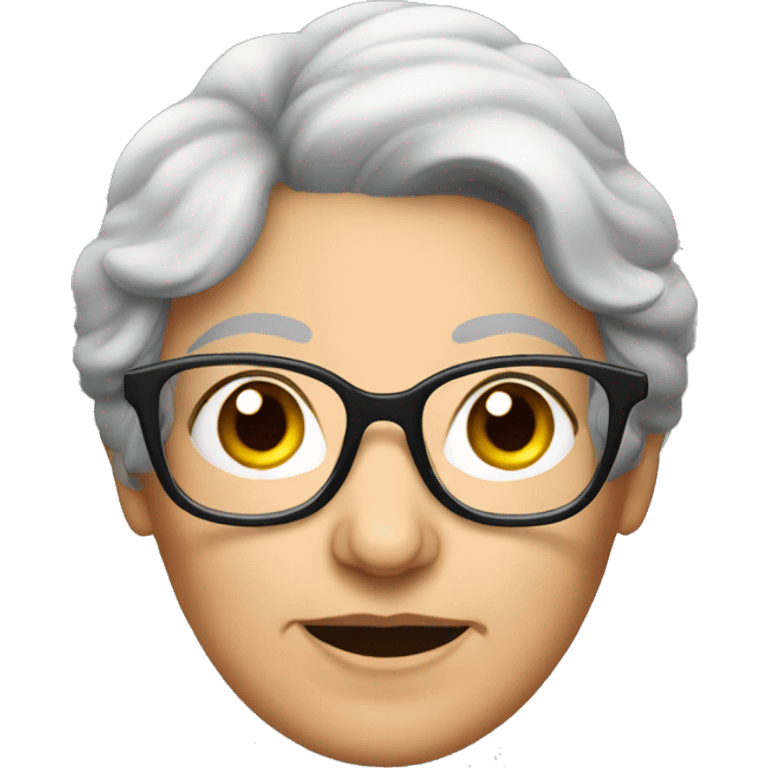 Brunette grandma with glasses cooing emoji