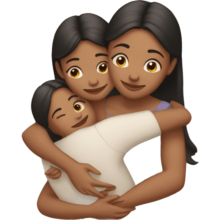 Three sisters hug emoji