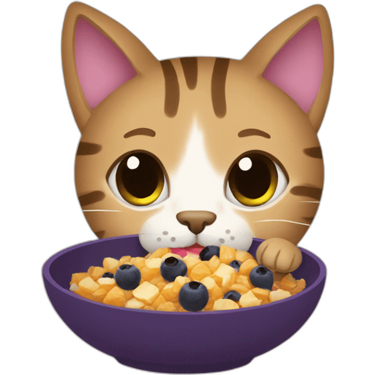 tabby cat eating acai bowl emoji