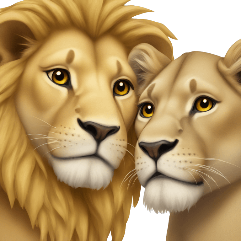 Lion and lioness cuddling  emoji