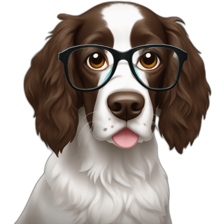 Springer spaniel with glasses emoji