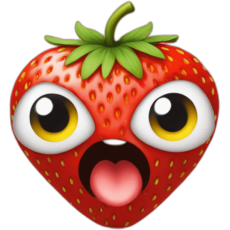 strawberry with eyes emoji