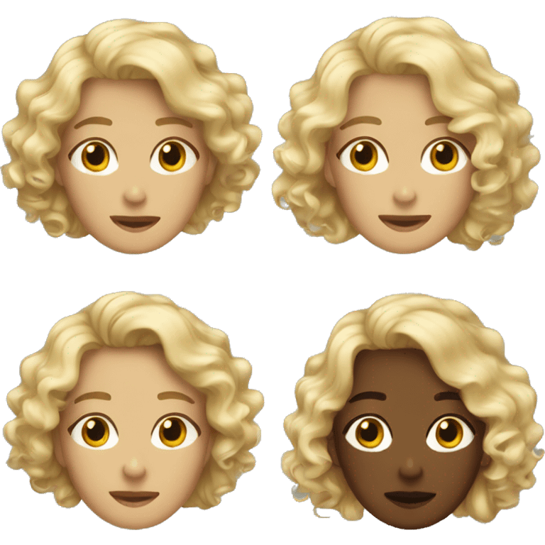 blonde with wavy hair and mixed with curly hair best friends emoji