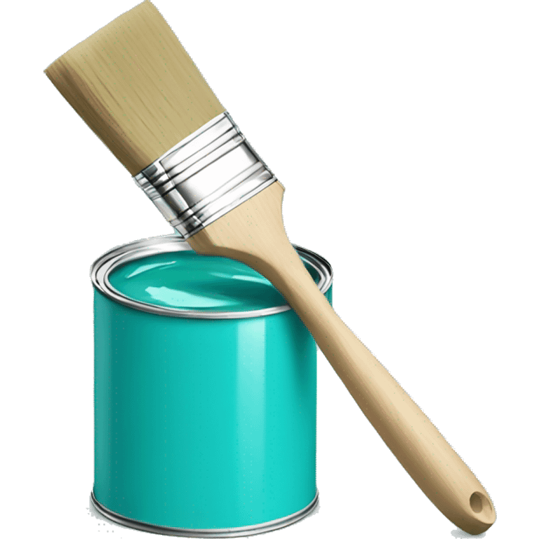 turquoise paint in can with paint brush emoji