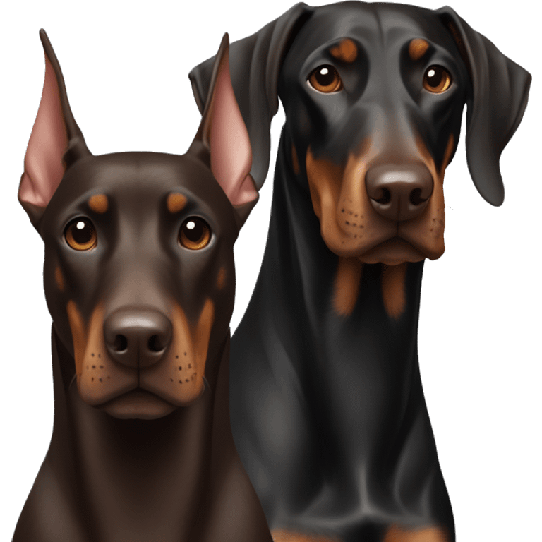 Doberman choco and Doberman black together emoji