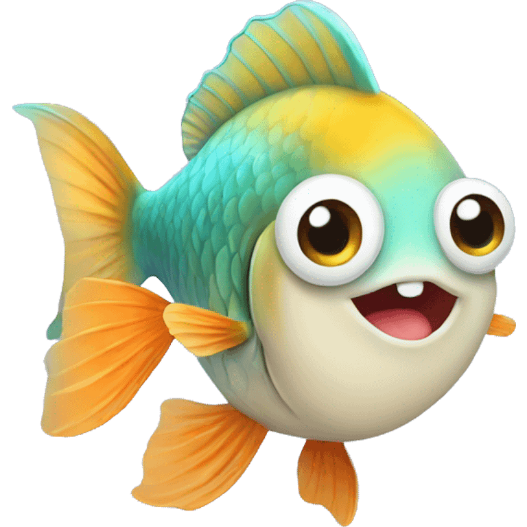 cute fish holding a heart emoji