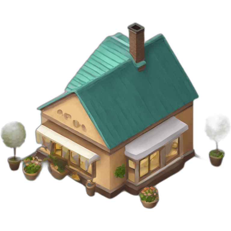 Rounded Coffee house isometric emoji