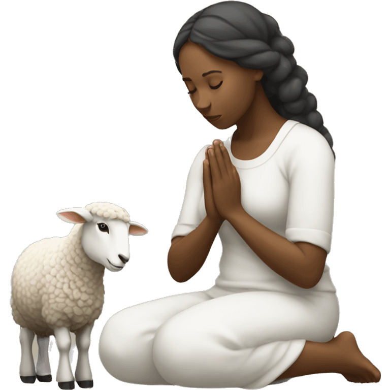 women praying a sheep emoji