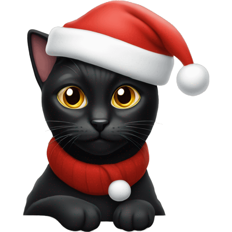 Black cat wearing Santa hat  emoji