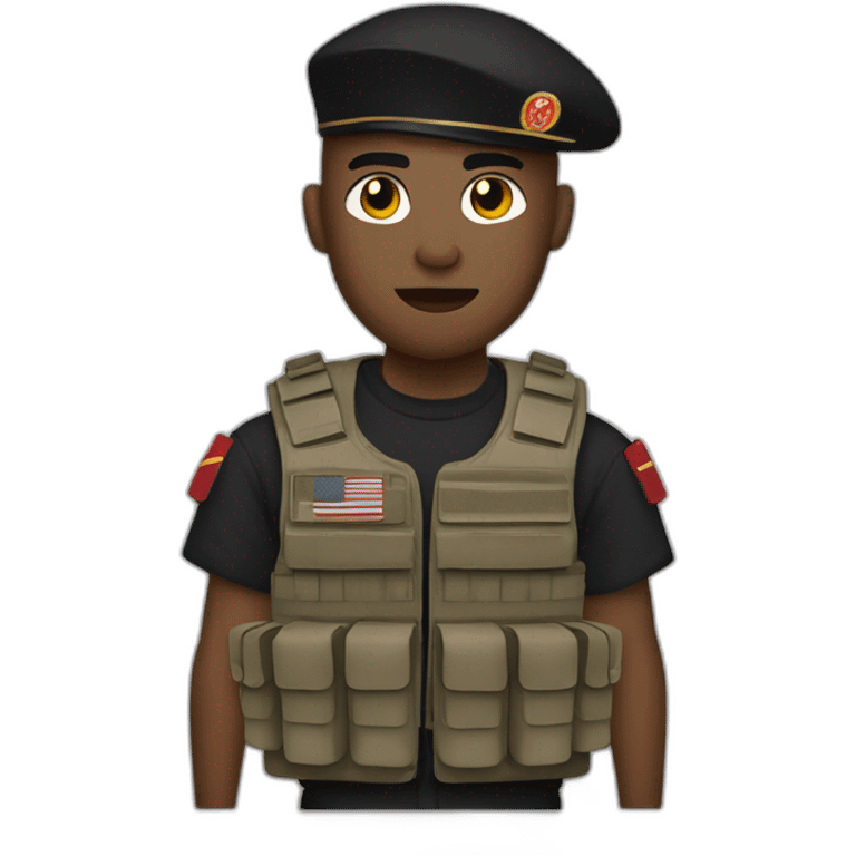 Marine corps rapper with microphone and bulletproof vest emoji