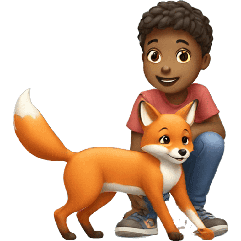 kids playing with little fox emoji