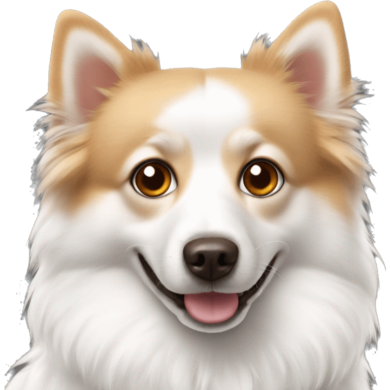 Dog White Spitz with Brown eyes emoji