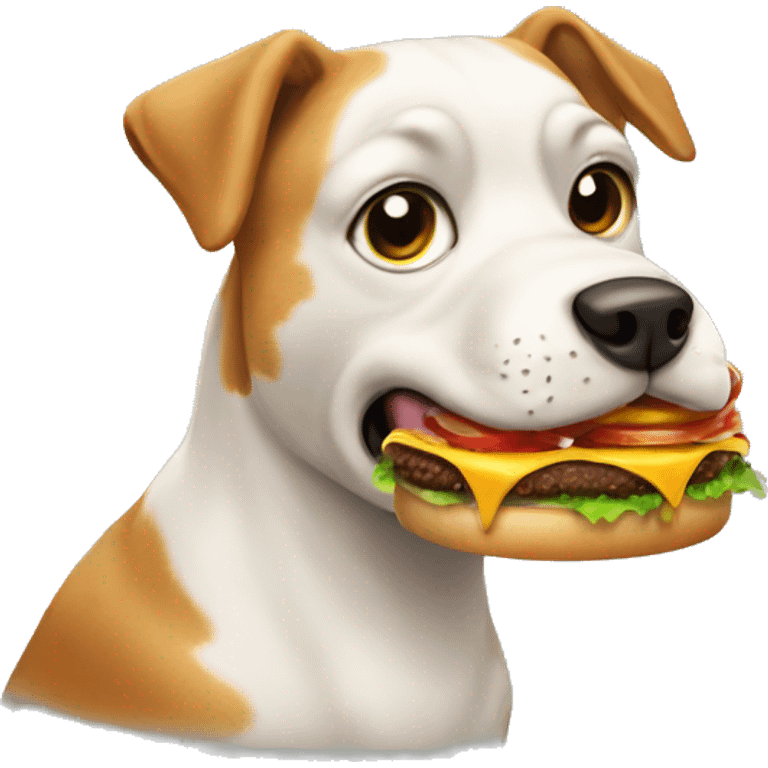 Dog eating hamburger emoji