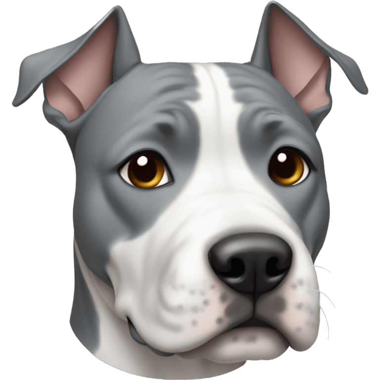 Amstaff with clipped ears gray-blue color girl emoji