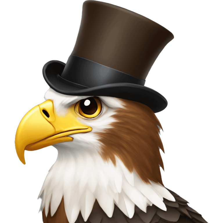 wedge tail eagle brown head with top hat emoji