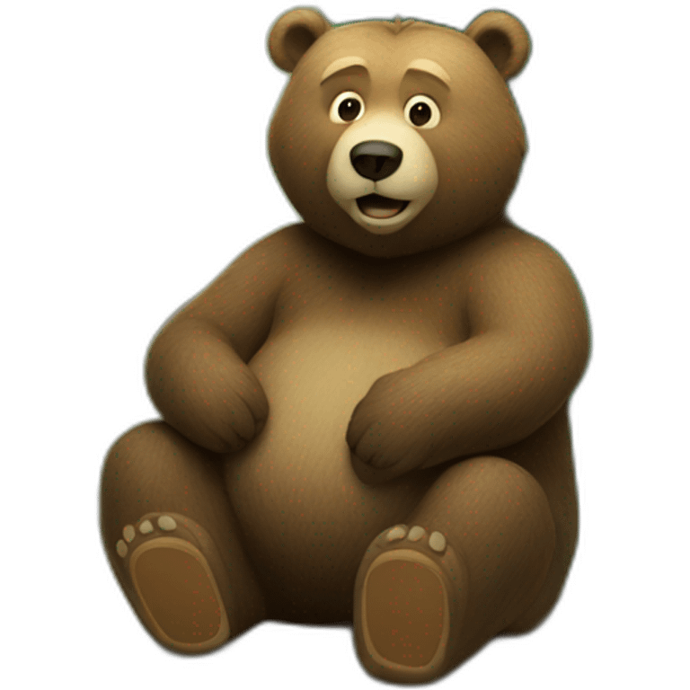 a bear sitting on a portapotty in the woods emoji