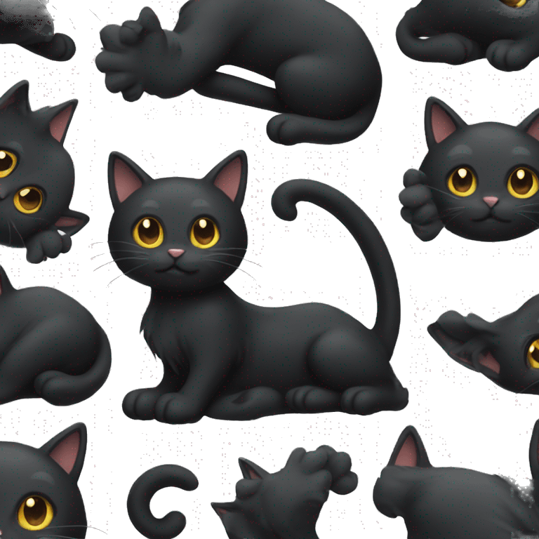 Black cat with tail emoji