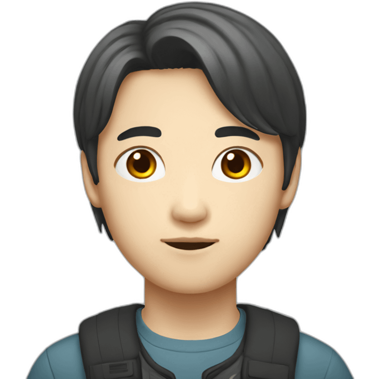 korean young male with middle part hair emoji