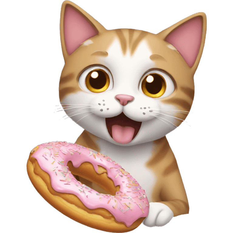 Cat eating doughnuts emoji