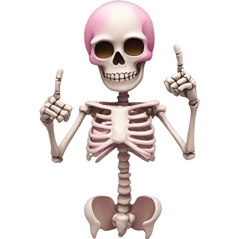 Cute pink skeleton giving the finger emoji