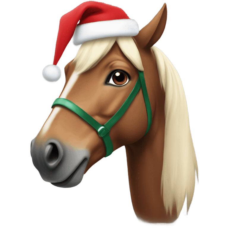 Horse wearing christmas hat  emoji