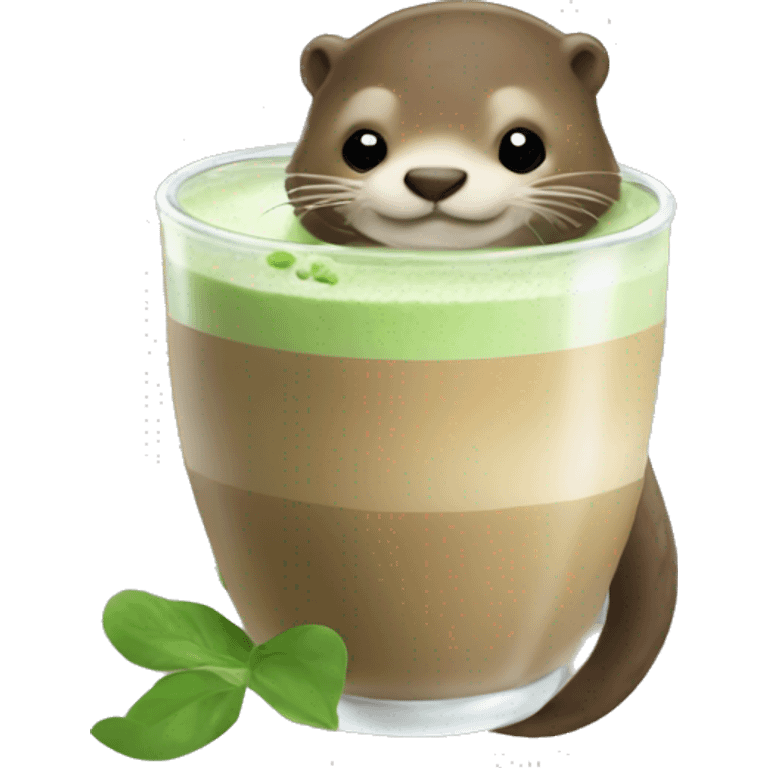 Otter drinking Matcha Latte emoji