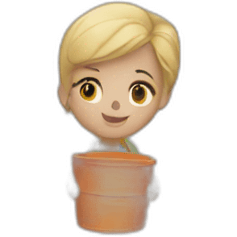 white woman with bucket emoji