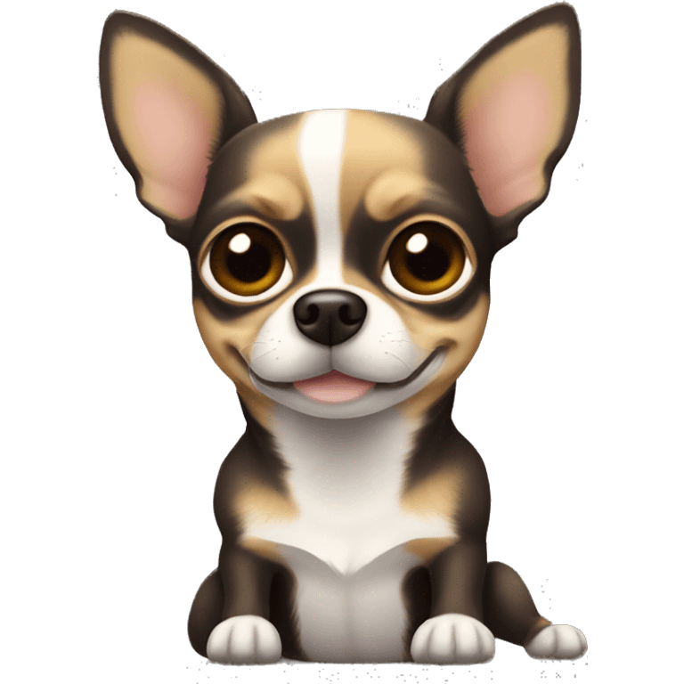 Chihuahua con pelo largo y todo tu pelaje cafe oscuro  emoji