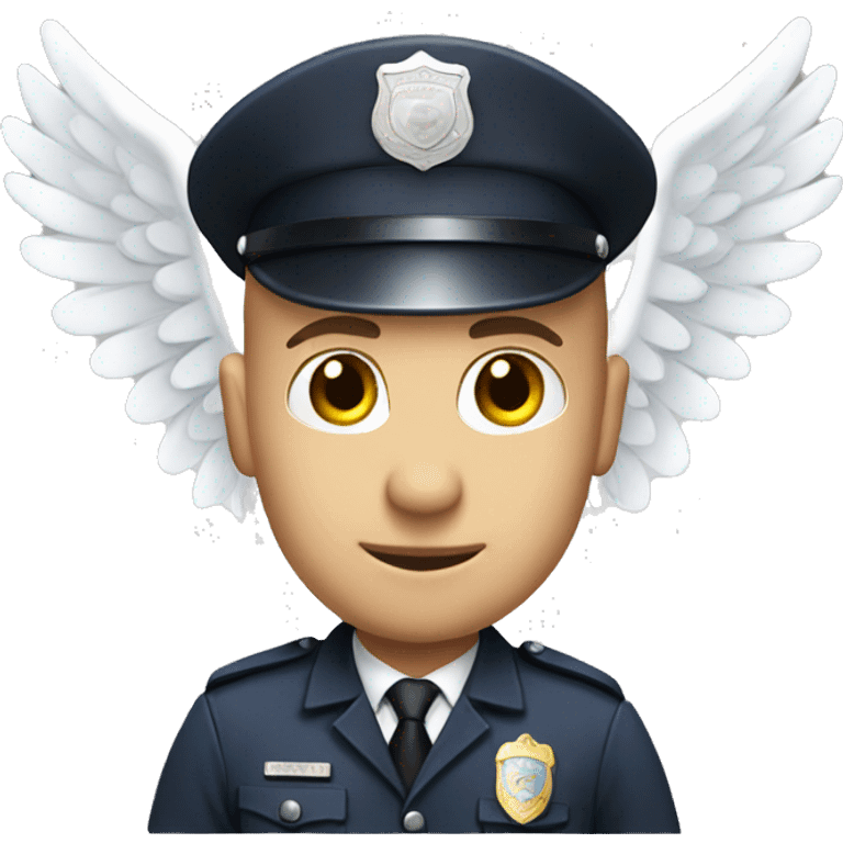 A White Police man bald with ANGEL WINGS emoji