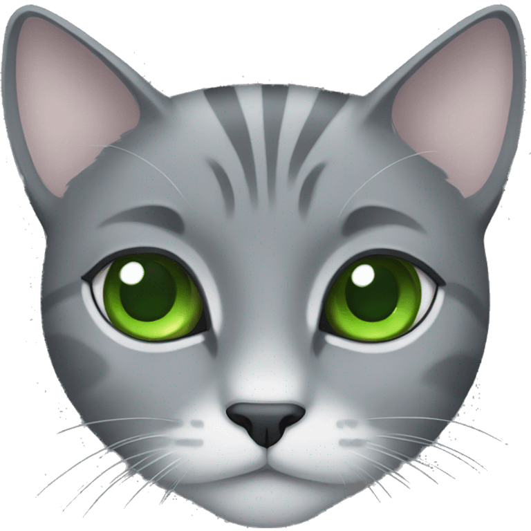 grey cat with green eyes emoji