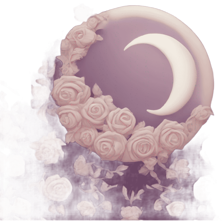 crescent damask moon with roses emoji