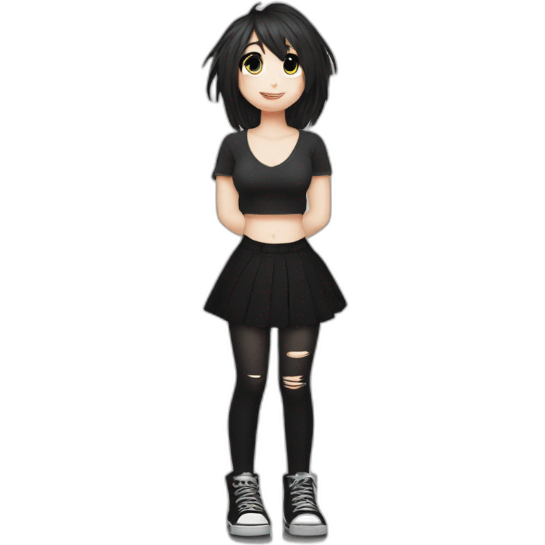 curvy emo girl sits on the floor straight view hands up black skirt белые трусики emoji