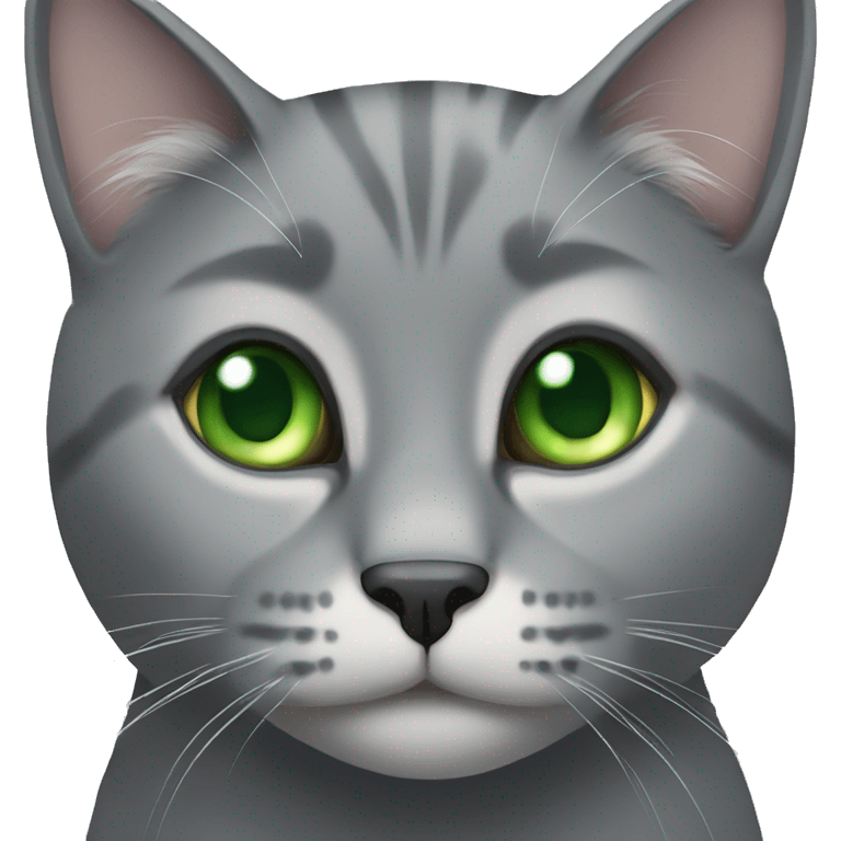 Grey cat with green eyes emoji