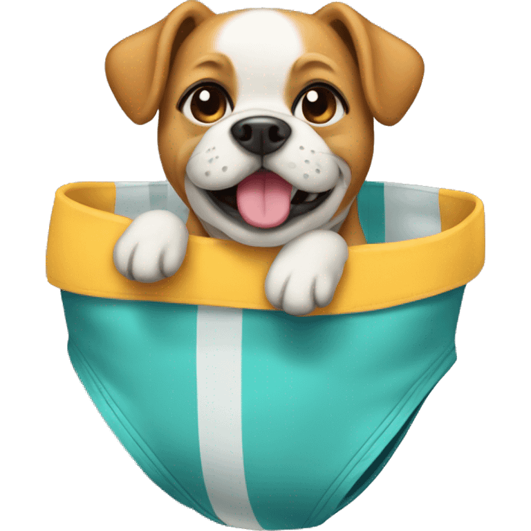 Dog wearing bathing suit emoji