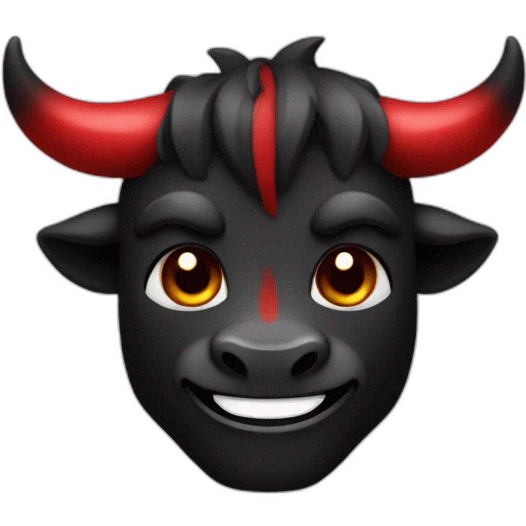 The black and red cute smile Minotaur  emoji