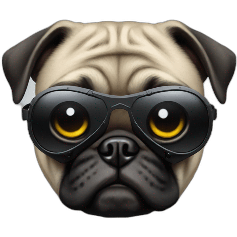 pug with black sunglasses and wearing a cyberpunk suit emoji