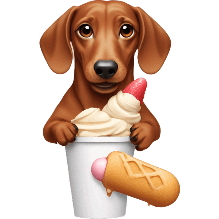 Dachshund eating icecream  emoji