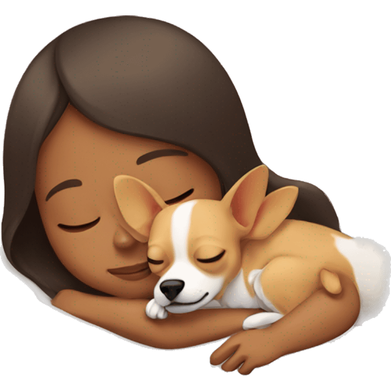 a girl sleeping with her chihuahua  emoji