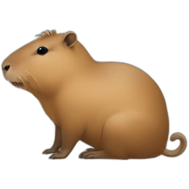 Un capybara tenant une fleur de douche et utilisant son téléphone de couleur blanc emoji