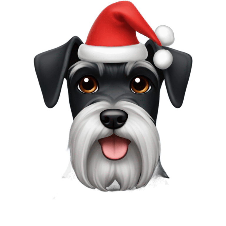 Black schnauzer Christmas hat emoji