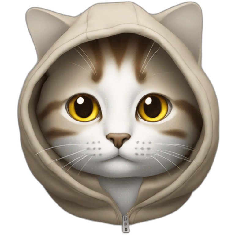 un chat avec une capuche emoji