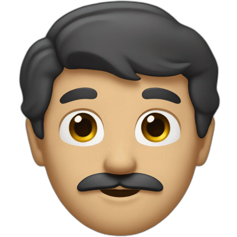 homme avec petite moustache et cheveux noirs avec une raie emoji