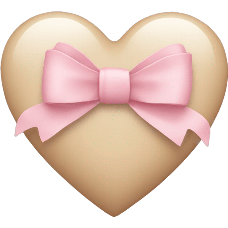 Beige Heart with light pink bow  emoji